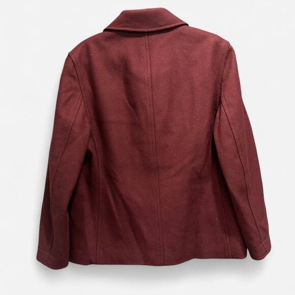 J.Crew Vintage 90s Heritage Preppy Wool Blend Burgundy Pea Coat Size Small - Picture 3 of 8